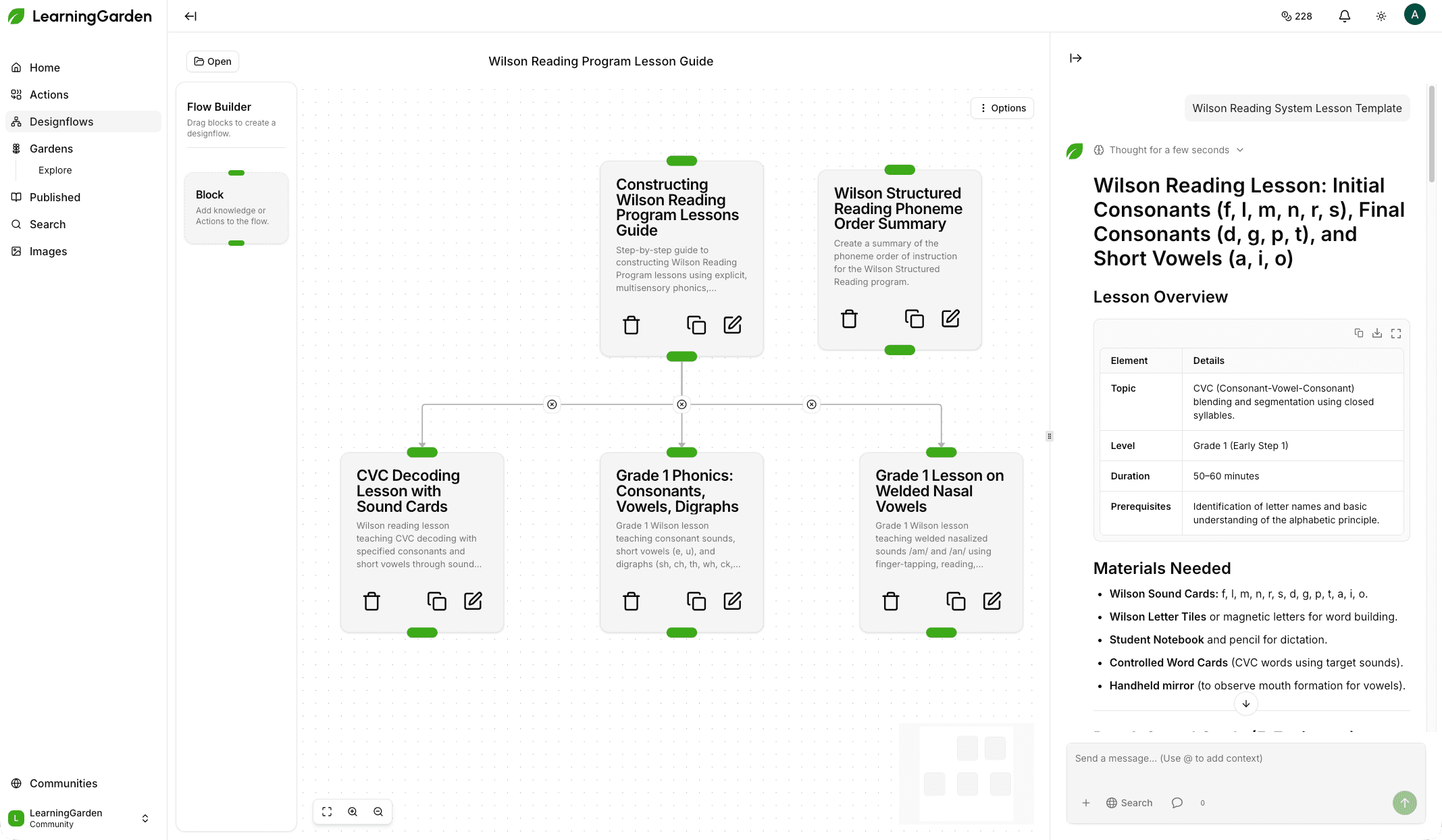 Adoption Garden — curriculum-fidelity Designflows with per-school implementation metrics